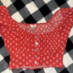 Red Patterned Women's Skirt Set